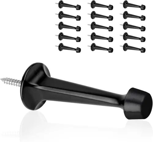Miniatura 10 de Paquete de 6 Topes de Puerta de Oro Sólidos y Rígidos - Topes de Puerta Resistente con Protector de Pared y Puntas de Goma Suave, Latón Cepillado