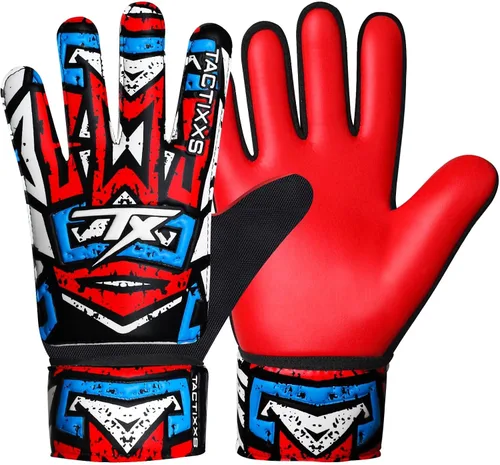 Guantes de portero de fútbol para niños y jóvenes, guantes de portero de fútbol Funky antideslizantes con palma de látex de 0.16 in con agarres Rojo