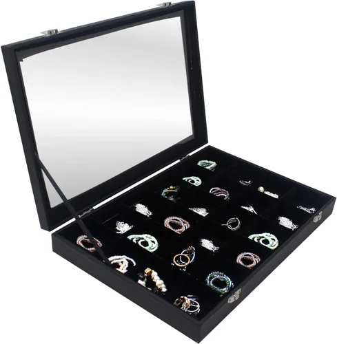 Organizador de cajas de exhibición de anillos Soporte para aretes y anillos Cajas de bandeja organizadora para múltiples anillos Anillos y aretes