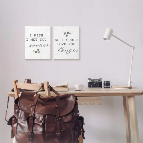 Miniatura 2 de Stupell Industries Wish I met You Sooner to Love You Longer - Cita romántica, diseñada por Daphne Polselli Art, 2 unidades, cada una de 10 x 15