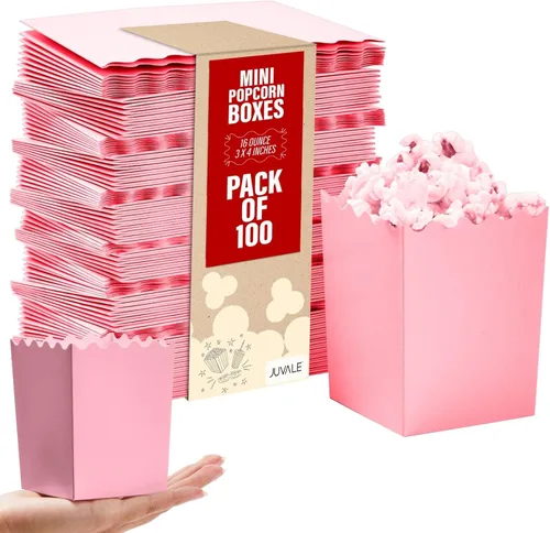 Miniatura 8 de Juvale Paquete de 100 mini cajas de palomitas de maíz rojas y blancas para fiestas, contenedores de papel a granel para decoraciones nocturnas