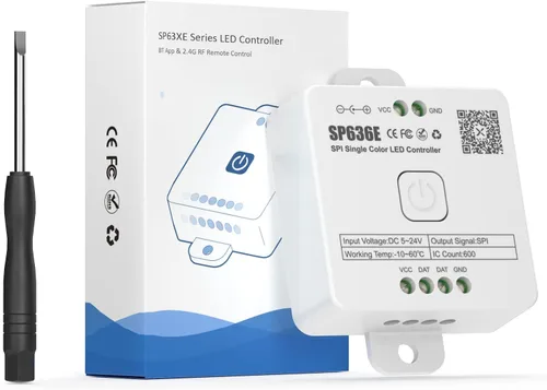 SEZO SP636E Música de un solo color Bluetooth SPI LED controlador dinámico efecto de luz blanca para FCOB IC LED Strip Trabajo con panel táctil