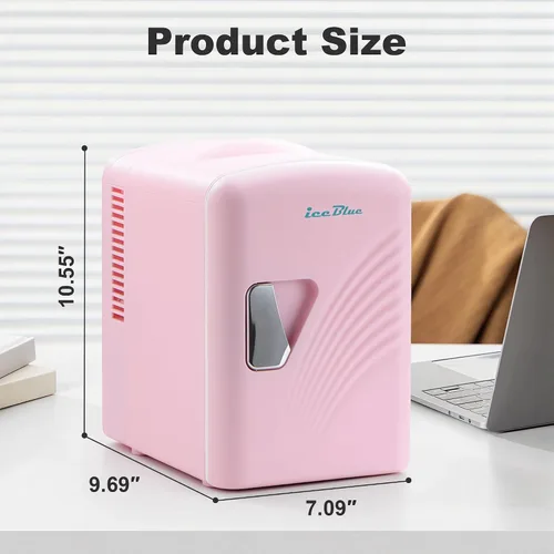 Miniatura 7 de Iceblue - Mini refrigerador retro de 4 litros/6 latas, mini refrigerador para productos de cuidado de la piel y maquillaje, enchufe de CA y cargador