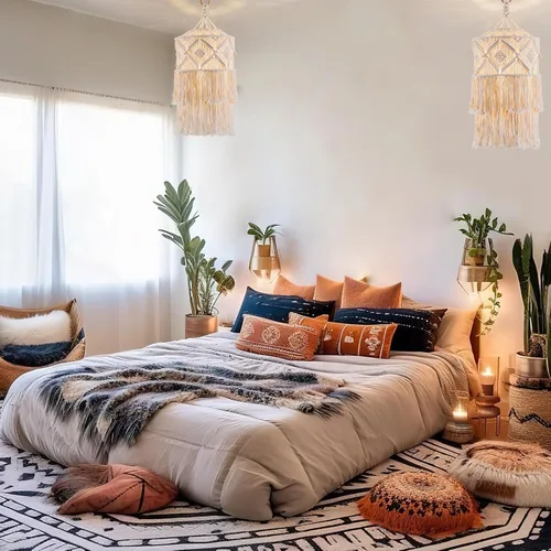 Miniatura 3 de Lámpara colgante bohemia enchufable, lámpara colgante con cable de enchufe, lámpara colgante con pantalla de macramé hecha a mano, accesorios de luz