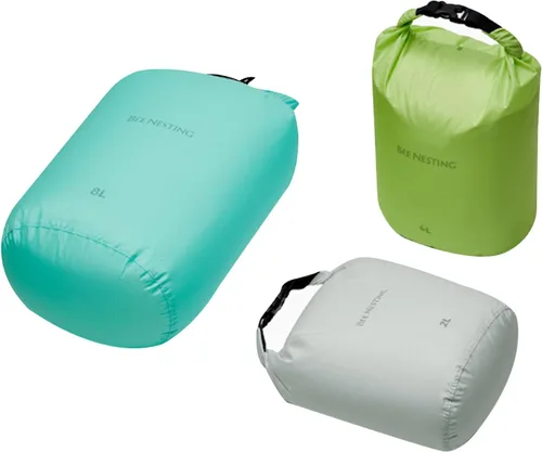 Miniatura 14 de Bee Nesting Juego de bolsas secas ultraligeras para mochileros, saco seco impermeable para camping, senderismo, motocicleta, saco de cosas ligeras