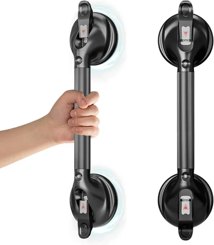 Miniatura 18 de DAILYLIFE Barras de agarre para bañeras y duchas, asas de ducha de 17 pulgadas con ventosa para ancianos, barra de agarre de seguridad para ducha