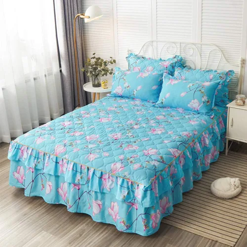 Miniatura 13 de Juego de falda de cama con volantes de 3 piezas, 3 piezas, cobertura lateral de 15.7 pulgadas, suave y cálido