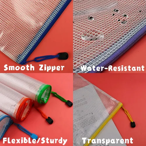 Miniatura 4 de Bolsas de malla con cremallera de 3 x 5 pulgadas, carpetas de archivos de plástico con cremallera, bolsas de rompecabezas para organizar
