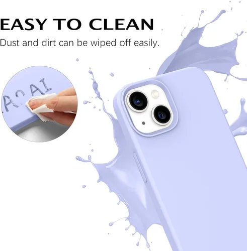 Miniatura 7 de Telaso Funda compatible con iPhone 14, silicona líquida de gel suave de goma, funda delgada y fina con forro de microfibra, funda protectora