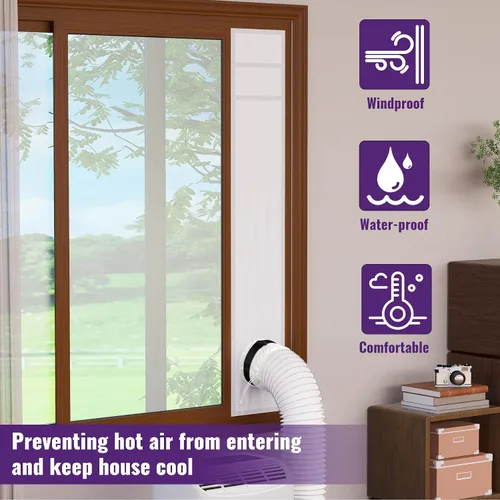 Miniatura 8 de Mxclimate Kit de ventana de aire acondicionado portátil, sello de ventana deslizante con protector de hojas, malla de ventilación de ventilación