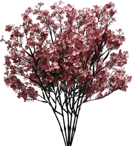 Miniatura 21 de Mandy's 6 paquetes de flores artificiales de aliento de bebé beige marrón 18.5 Inch Silk Gypsophila European Style Modern Home Decor Centerpiece
