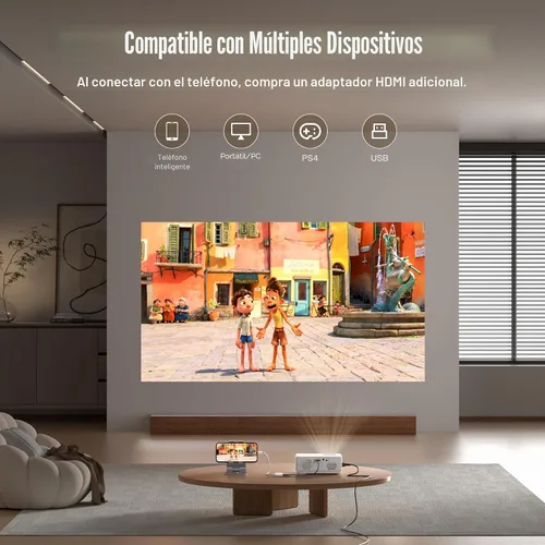 Miniatura 5 de AuKing Proyector, mini proyector actualizado 2025, proyector de video de cine en casa Full HD 1080P, compatible con HDMI/USB/AV/Smartphone/TV