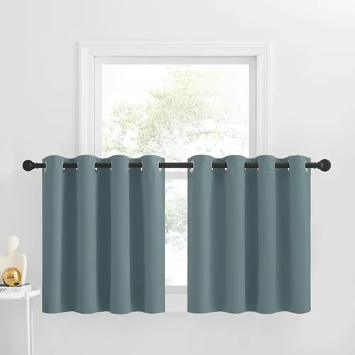 Miniatura 23 de NICETOWN Cortinas opacas de cocina para ventana sobre el fregadero, aislamiento térmico, decoración del hogar, pequeños niveles opacos con ojales