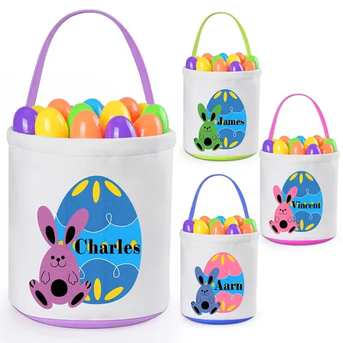 Miniatura 32 de Jocidea - Cesta de Pascua personalizada, paquete de 1 cestas de Pascua personalizadas para niñas y niños, cesta de Pascua personalizada para bebés