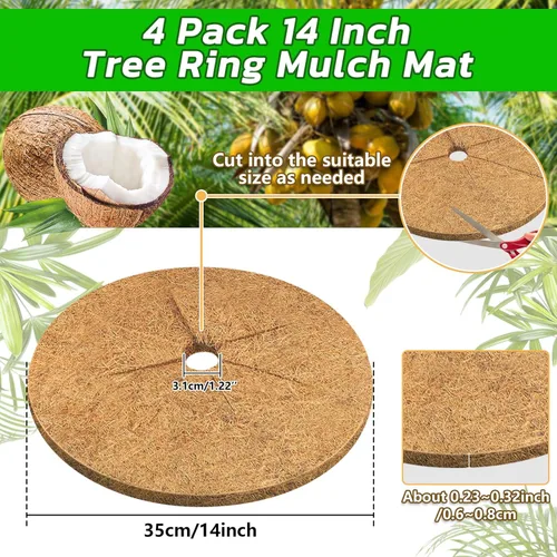 Miniatura 2 de Legigo 4 alfombrillas protectoras de fibra de coco, anillo protector de plantas de árbol de coco natural, anillo de protección de fibra de coco
