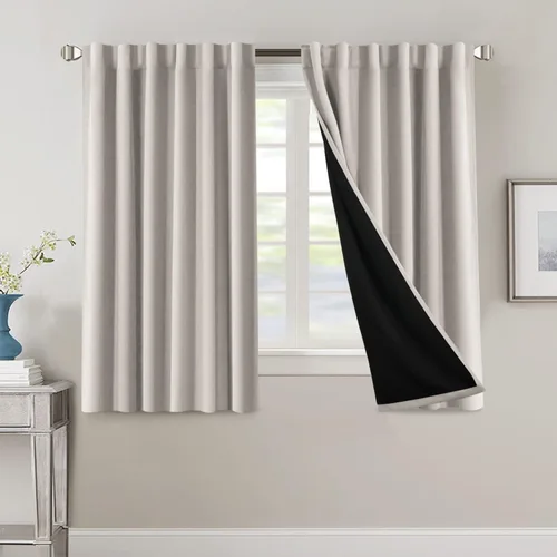 Miniatura 61 de H.VERSAILTEX Cortinas 100% opacas para dormitorio con forro negro, cortinas de oscurecimiento de habitación completa, con aislamiento térmico