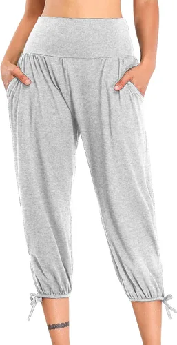 Miniatura 18 de Pantalones capri para mujer, estilo casual, de verano, elásticos, de cintura alta, pantalones de yoga, ajuste atlético, pantalones deportivos