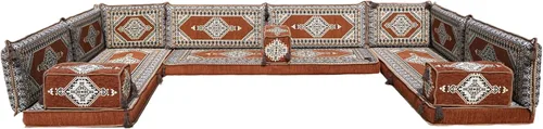 Miniatura 16 de arabicsofa Cojines de piso árabe en forma de U – Sofá tradicional Majlis con sofá otomano