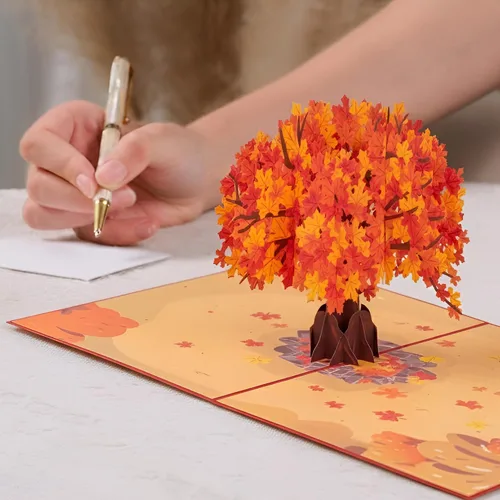 Miniatura 3 de Paper Love Tarjeta de Árbol de Otoño Tarjeta de Felicitación Desplegable 3D de Arce de Otoño para Acción de Gracias, Regalo de Anfitriona o Amigo