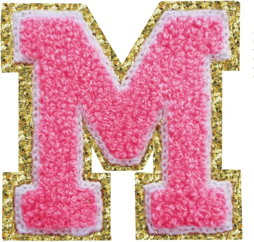 Miniatura 58 de Parches de letras termo-adhesivas de felpilla para chaquetas, parches de letras universitarias con brillantina para planchar en la letra azul A