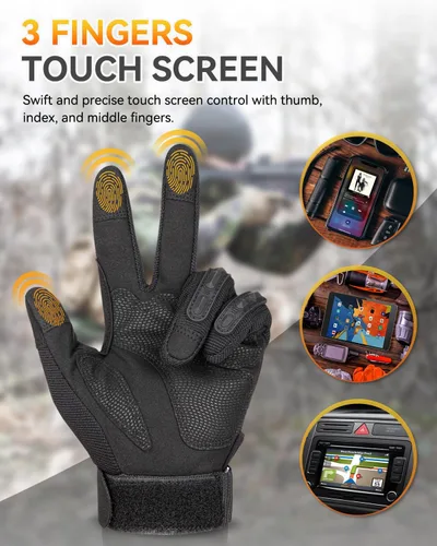 Miniatura 4 de KUMGIM Guantes tácticos para hombres y mujeres, guantes de motocicleta negros para pantalla táctil con carcasa dura para Airsoft, paintball