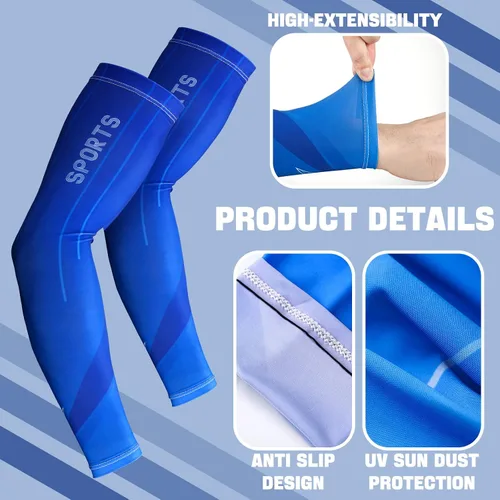 Miniatura 5 de JenPen 4 Pair Arm Sleeves UV Cooling Sun Protection Arm Sleeves Sports Compression for Men to Cover Tattoo