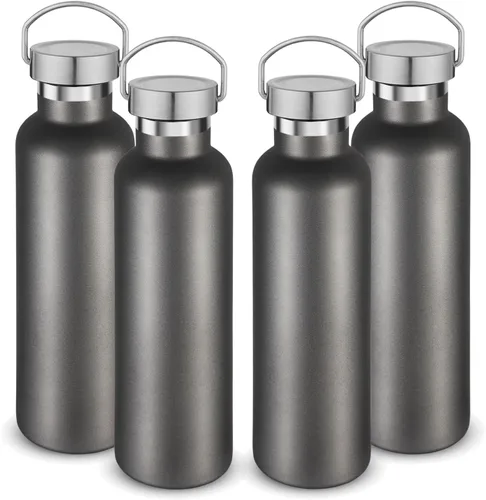 Miniatura 7 de Volhoply 24 onzas Botella de agua aislada con boca estándar con tapa de combinación de plástico y acero inoxidable, botellas de agua de 304 18/8