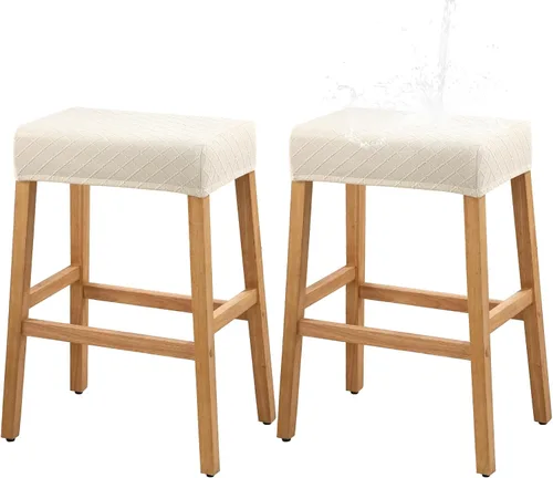 Miniatura 9 de YISUN Fundas de taburete rectangulares, paquete de 2 fundas elásticas impermeables para asiento de silla de montar, taburetes de bar, sillas de bar
