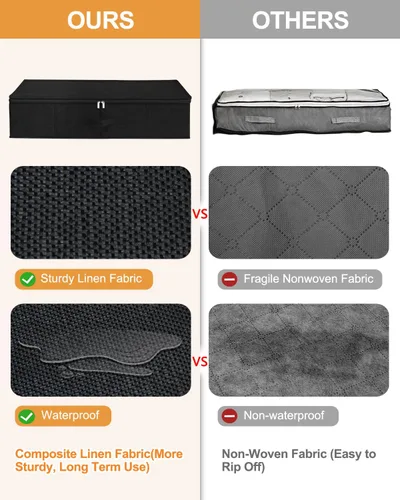 Miniatura 4 de Contenedor de almacenamiento para debajo de la cama, paquete de 3 bolsas de almacenamiento debajo de la cama con tapa, organizador de almacenamiento