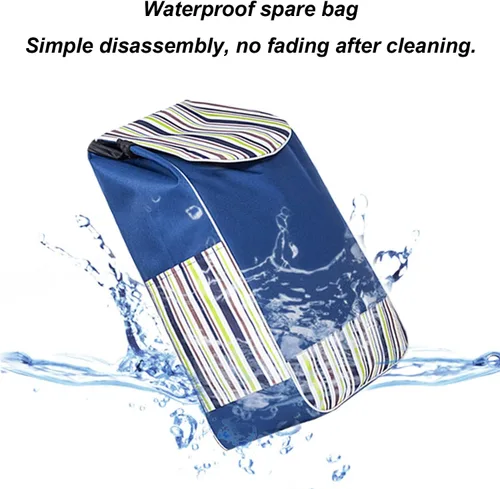 Miniatura 3 de Bolsa de repuesto plegable para carrito de compras - Bolsa de almacenamiento impermeable de tela Oxford, bolsa de repuesto para carretilla portátil