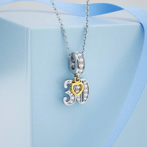 Miniatura 5 de JIAYIQI Collar con dije de plata de ley 925 con dije de corazón de oro de 18 quilates para mujer de 16, 18, 21, 30, 40, 50, 60