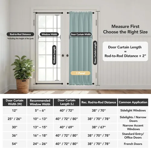 Miniatura 9 de Deconovo Cortinas opacas para puerta, bolsillo para cortinero y cortinas de bloqueo con aislamiento térmico para dormitorio, 137.16 x 189.2 cm, azul
