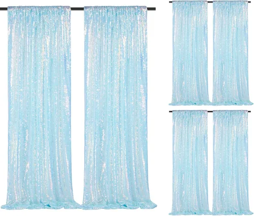 Miniatura 57 de Cortinas de fondo de lentejuelas rosas de 2 piezas, 2 pies x 8 pies, fondo de fotografía, cortina para fiestas con purpurina, fondo de boda, tela