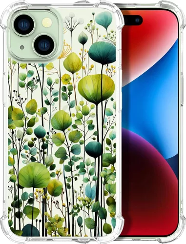 Miniatura 45 de Compatible con iPhone 14, funda transparente y bonita para mujeres y niñas, diseño floral, diseño floral femenino, funda para teléfono 14