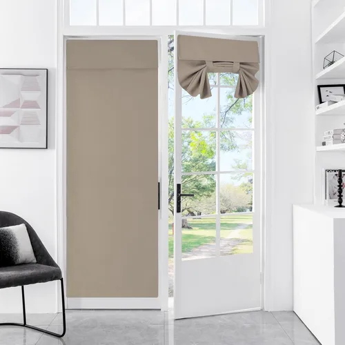 Miniatura 7 de WdFour Cortinas de Puerta Francesa con Tacto Sedoso, Aislamiento Térmico, Reducción de Ruido, Cortinas Opacas para Puerta de Vidrio de Oficina