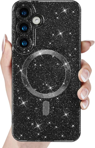 Miniatura 30 de Svanove Funda magnética con purpurina para Samsung Galaxy S22, compatible con Magsafe Cute, brillante, brillante, estética, dura y brillante