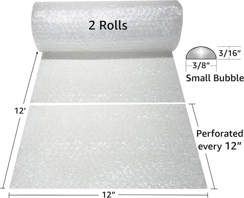 Miniatura 2 de uBoxes Rollo de burbujas de 12" de ancho x 24 pies, envoltura pequeña de 3/16", perforado cada 12