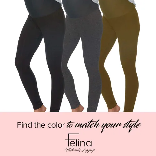 Miniatura 7 de Felina Leggings de maternidad suaves y aterciopelados para mujer, pantalones de yoga para mujer, ropa de maternidad (paquete de 2)