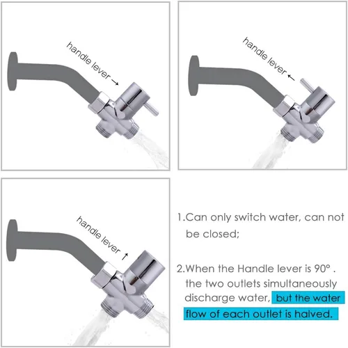 Miniatura 4 de Desviador de brazo de ducha de latón macizo 100%, válvula desviadora de ducha G 1/2 de 3 vías para cabezal de ducha de mano y desviador de cabezal