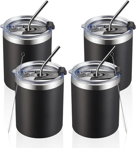 Miniatura 22 de MEWAY Paquete de 8 tazas reutilizables aisladas de acero inoxidable de 12 onzas, taza de café duradera de doble pared, capa en polvo, para café