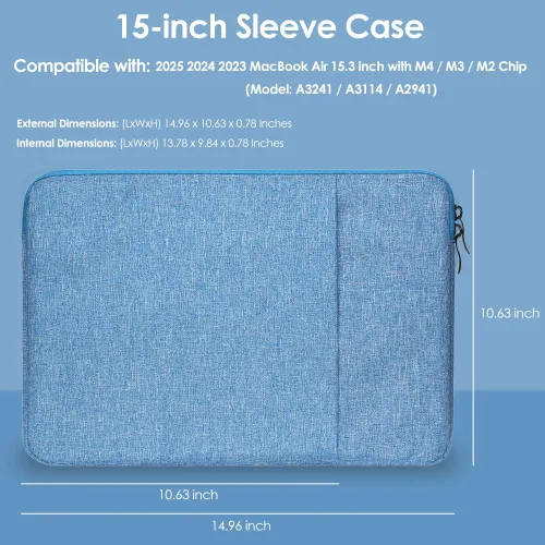 Miniatura 2 de ProElife Funda para laptop de 15 pulgadas para MacBook Air 2024 2023 de 15 pulgadas con chip Apple M3 M2, accesorio de viaje y transporte, funda