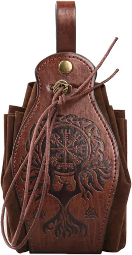 Bolsa medieval de piel sintética, bolsa portátil con cordón, bolsa de cinturón vintage para LARP