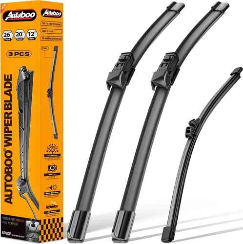 AUTOBOO - Limpiaparabrisas de repuesto 26 + 20 pulgadas con limpiaparabrisas trasero de 12 pulgadas para BMW X3, X4, 2018, 2019, 2020, 2021, 2022,