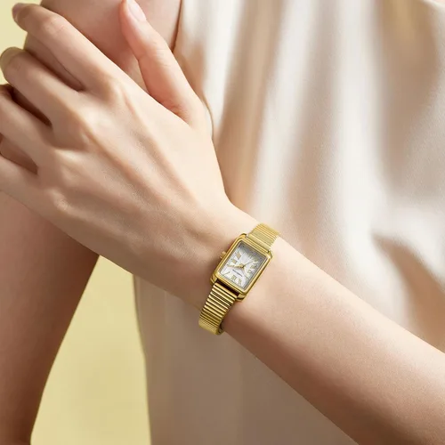 Miniatura 6 de Relojes dorados para mujer, pulsera pequeña, delicada caja rectangular, reloj de pulsera vintage, reloj de pulsera de cuarzo para mujer, para el día