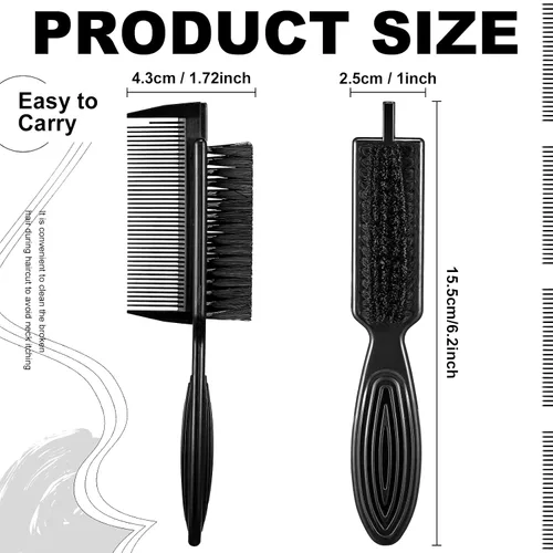 Miniatura 2 de Rozer 4 piezas de cepillo de peluquero 2 en 1 peine para limpieza de cortaúñas – Herramienta de cepillo de pelo de grado barbero para peluqueros