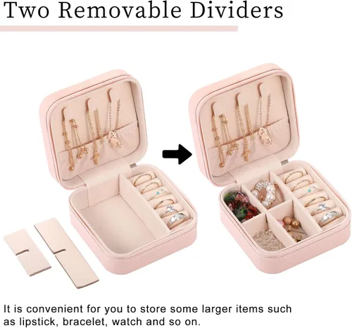 Miniatura 6 de Pequeñas cajas de joyería de viaje de piel sintética a granel para mujeres y niñas, cajas de regalo de dama de honor, organizador de joyas portátil