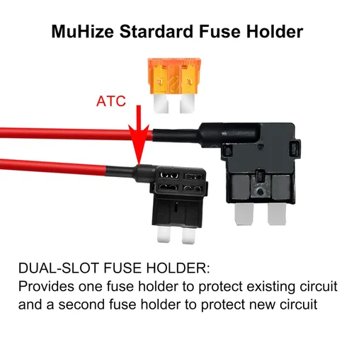 Miniatura 3 de MuHize Kit de grifos de fusibles, paquete de 5 – Grifos de adición de circuito automotriz de 12 V, adaptador de clip de bloqueo con fusible de hoja