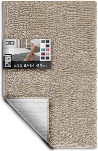 Miniatura 64 de Hearth & Harbor Alfombras de baño, tapete de baño de chenilla - Alfombras de baño lavables a máquina para baño con respaldo antideslizante de goma