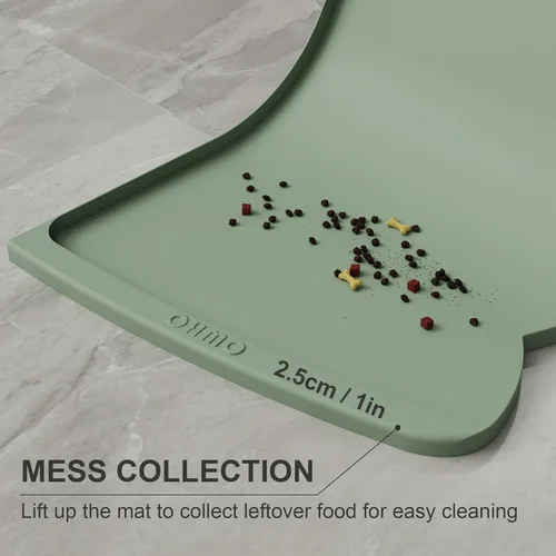 Miniatura 73 de OHMO - Tapete de silicona para alimentos para gatos, tapete de alimentación de mascotas para el piso, antideslizante e impermeable, bandeja de agua