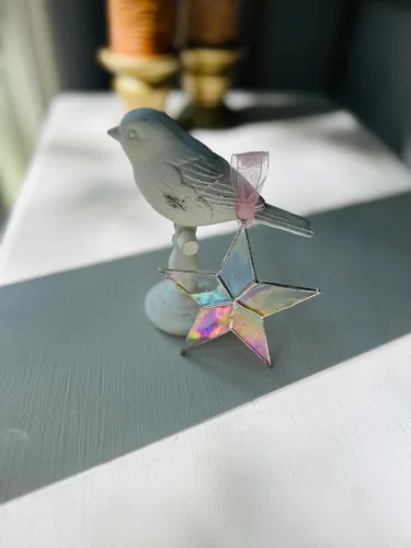 Miniatura 7 de Regalo para bebé niña, estrella iridiscente hecha a mano con mensaje sincero, regalo de bienvenida para bebé niña (rosa)